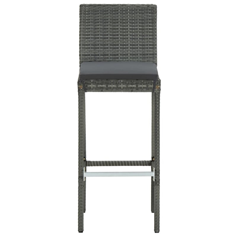 Pemberly Row 5 Piece Steel Outdoor Patio Bar Set with Cushions in Gray