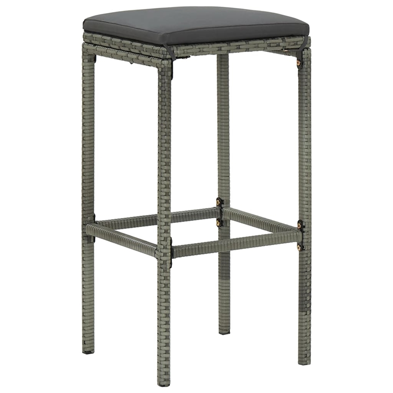 Pemberly Row 5 Piece Poly Rattan Large Outdoor Patio Bar Set in Gray