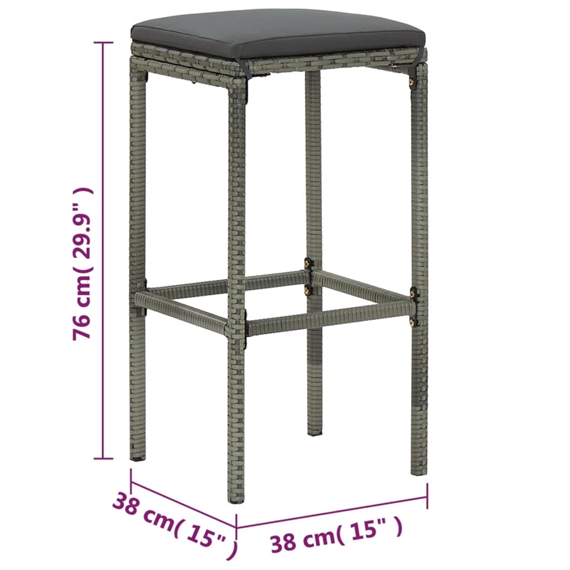 Pemberly Row 5 Piece Poly Rattan Large Outdoor Patio Bar Set in Gray