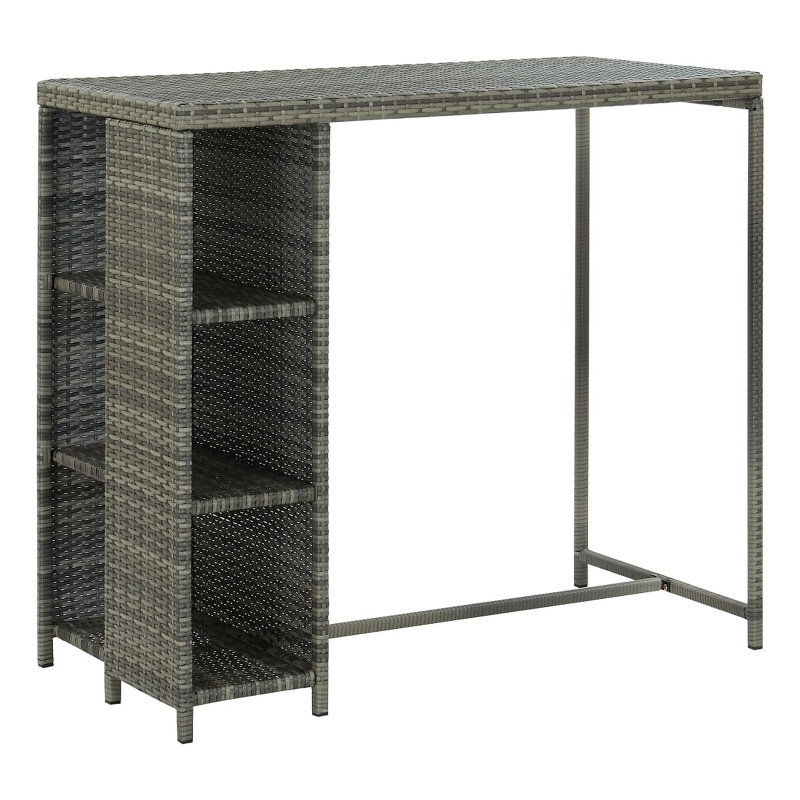 Pemberly Row 5 Piece Poly Rattan Large Outdoor Patio Bar Set in Gray