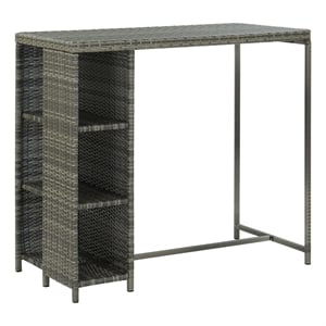 Pemberly Row 5 Piece Poly Rattan Large Outdoor Patio Bar Set in Gray