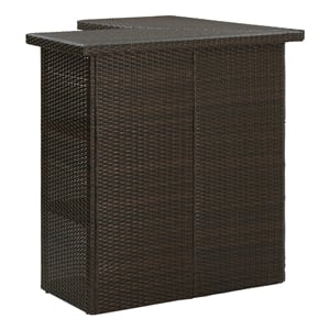 Pemberly Row 8 Piece Poly Rattan Outdoor Patio Bar Set in Brown/Cream