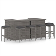 Pemberly Row 8 Piece Steel Outdoor Patio Bar Set with Cushions in Gray
