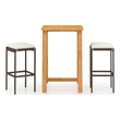 Pemberly Row 3 Piece Solid Acacia Wood Medium Bar Set in Brown/Cream