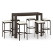 Pemberly Row 7 Piece Steel Outdoor Patio Bar Set with Cushions in Gray