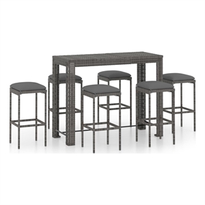 Pemberly Row 9 Piece Steel Standard Outdoor Patio Bar Set in Gray