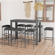 Pemberly Row 5 Piece Steel Outdoor Patio Bar Set with Cushions in Black
