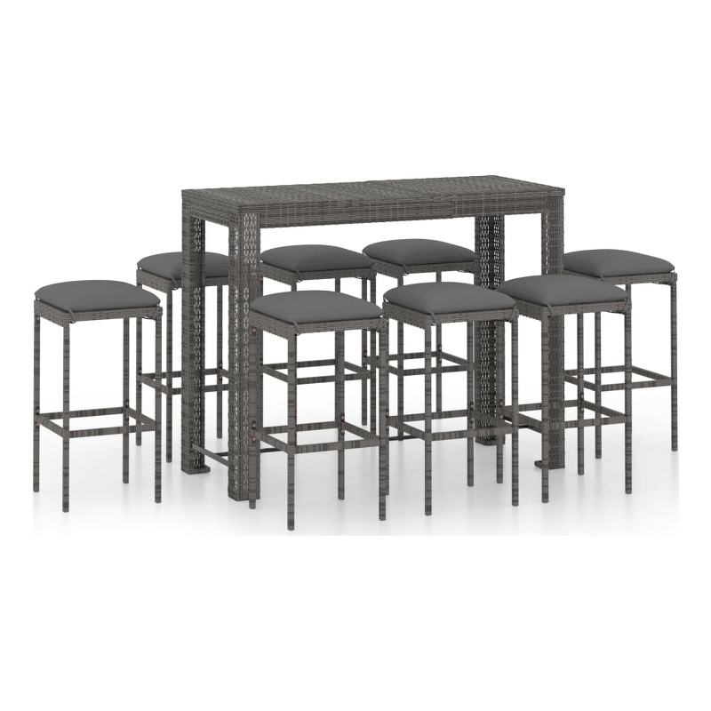 Pemberly Row 5 Piece Steel Outdoor Patio Bar Set with Cushions in Black