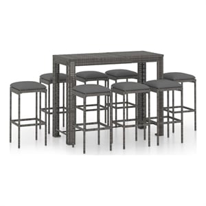Pemberly Row 5 Piece Steel Outdoor Patio Bar Set with Cushions in Black