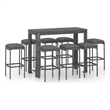 Pemberly Row 5 Piece Steel Outdoor Patio Bar Set with Cushions in Black