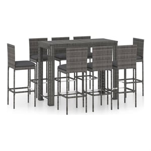 Pemberly Row 3 Piece Steel Medium Outdoor Patio Bar Set in Gray