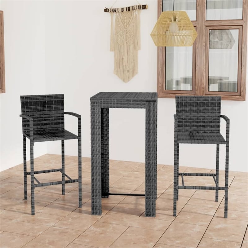 Pemberly Row 5 Piece Steel Outdoor Patio Bar Set with Armrests in Brown