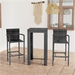 Pemberly Row 5 Piece Steel Outdoor Patio Bar Set with Armrests in Brown