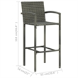 Pemberly Row 5 Piece Steel Outdoor Patio Bar Set with Armrests in Brown