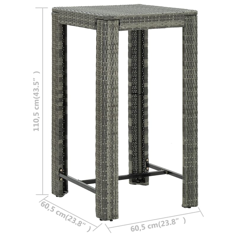 Pemberly Row 5 Piece Steel Outdoor Patio Bar Set with Armrests in Brown
