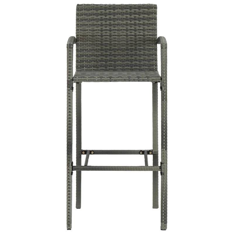 Pemberly Row 5 Piece Steel Outdoor Patio Bar Set with Armrests in Brown