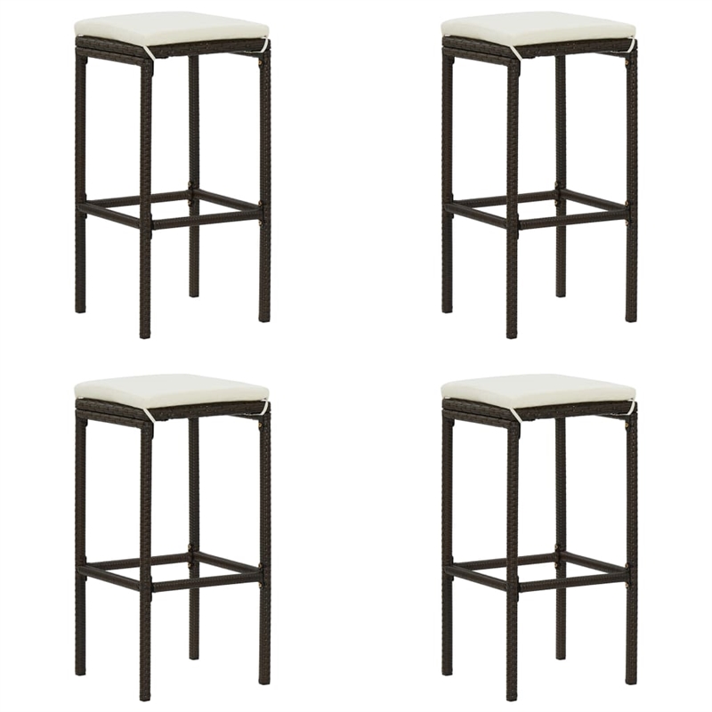 Pemberly Row 9 Piece Steel Outdoor Patio Bar Set with Cushions in Brown