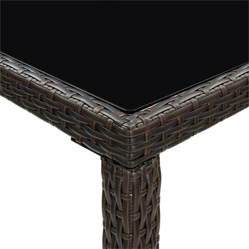 Pemberly Row 9 Piece Steel Outdoor Patio Bar Set with Cushions in Brown