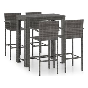 Pemberly Row 7 Piece Steel Large Outdoor Patio Bar Set in Brown