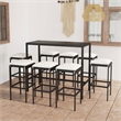 Pemberly Row 9 Piece Steel Outdoor Patio Bar Set in Black/White/Cream