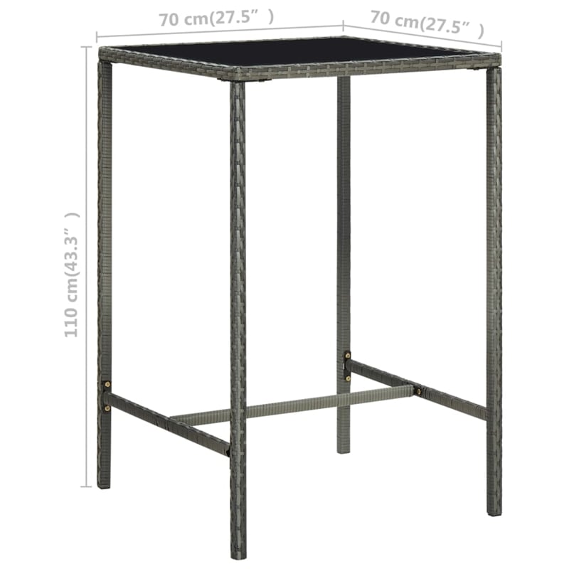 Pemberly Row 3 Piece Steel Outdoor Patio Bar Set with Cushions in Gray
