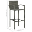 Pemberly Row 3 Piece Steel Outdoor Patio Bar Set with Cushions in Gray