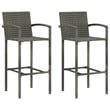 Pemberly Row 3 Piece Steel Outdoor Patio Bar Set with Cushions in Gray