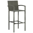 Pemberly Row 3 Piece Steel Outdoor Patio Bar Set with Cushions in Gray
