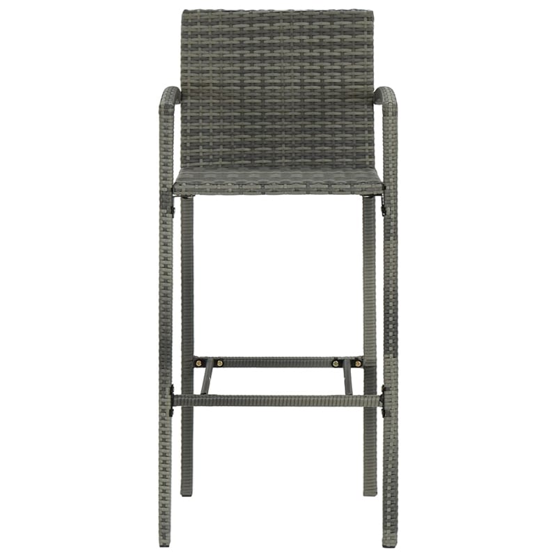 Pemberly Row 3 Piece Steel Outdoor Patio Bar Set with Cushions in Gray