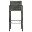 Pemberly Row 3 Piece Steel Outdoor Patio Bar Set with Cushions in Gray