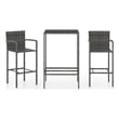 Pemberly Row 3 Piece Steel Outdoor Patio Bar Set with Cushions in Gray