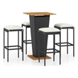Pemberly Row 5 Piece Solid Acacia Wood Bar Set in Black/White/Cream