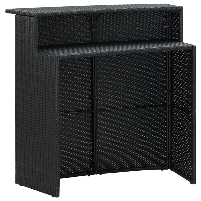 Pemberly Row Steel Medium Outdoor Patio Bar Set with Cushions in Black