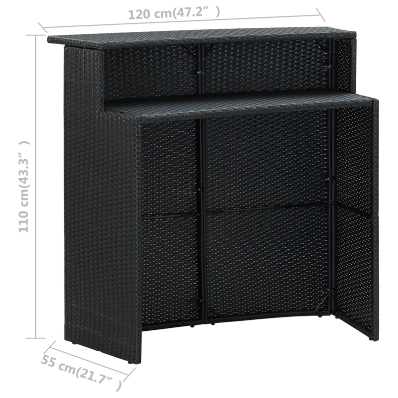 Pemberly Row Steel Medium Outdoor Patio Bar Set with Cushions in Black
