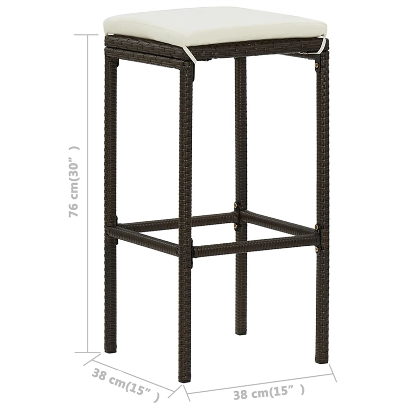 Pemberly Row 5 Piece Steel Outdoor Patio Bar Set with Cushions in Brown