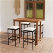 Pemberly Row 5 Piece Solid Acacia Wood Bar Set in Black/Cream