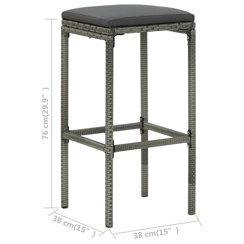 Pemberly Row 5 Piece Solid Acacia Wood Bar Set in Gray/Anthracite