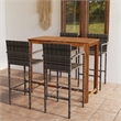 Pemberly Row 5 Piece Solid Acacia Wood Medium Bar Set in Gray/Brown
