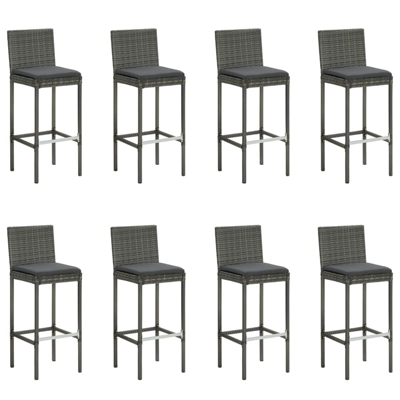 Pemberly Row 9 Piece Solid Acacia Wood Bar Set in Gray/Anthracite
