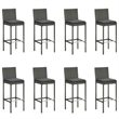Pemberly Row 9 Piece Solid Acacia Wood Bar Set in Gray/Anthracite