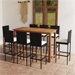 Pemberly Row 9 Piece Solid Acacia Wood Large Bar Set in Black/Natural