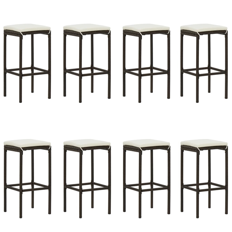 Pemberly Row Solid Acacia Wood Outdoor Patio Bar Set in Brown/Cream