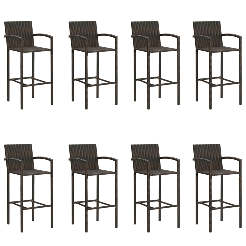 Pemberly Row 9 Piece Solid Acacia Wood Outdoor Patio Bar Set in Brown