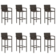 Pemberly Row 9 Piece Solid Acacia Wood Outdoor Patio Bar Set in Brown