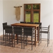 Pemberly Row 9 Piece Solid Acacia Wood Outdoor Patio Bar Set in Gray