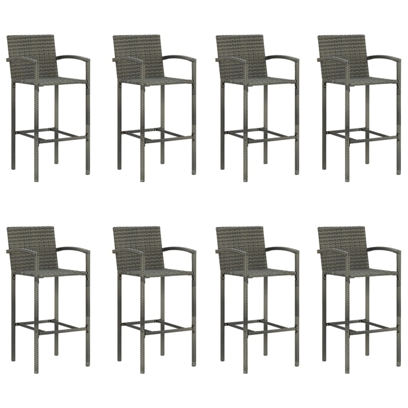 Pemberly Row 9 Piece Solid Acacia Wood Outdoor Patio Bar Set in Gray