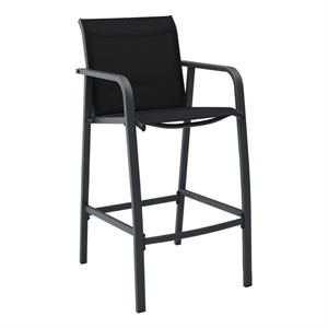 Pemberly Row 7 Piece Steel Outdoor Patio Bar Set in Black/Gray