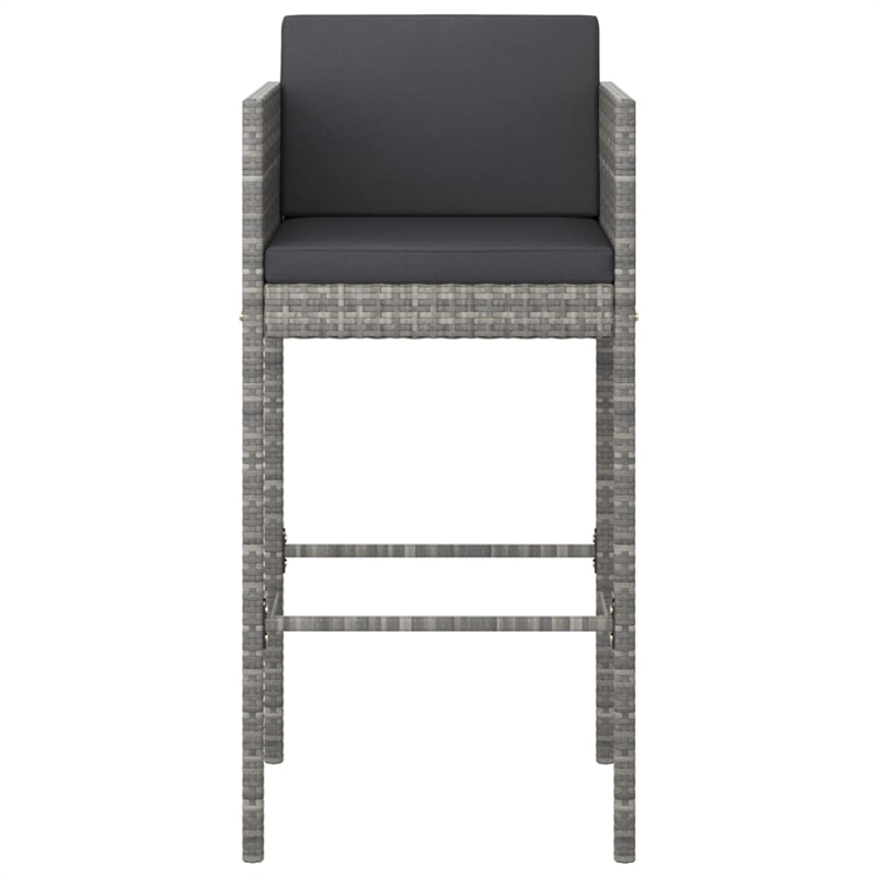 Pemberly Row 3 Piece Steel Outdoor Patio Bar Set with Cushions in Gray