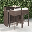 Pemberly Row 3 Piece Steel Outdoor Patio Bar Set in White/Brown/Cream