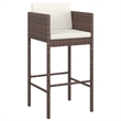 Pemberly Row 3 Piece Steel Outdoor Patio Bar Set in White/Brown/Cream